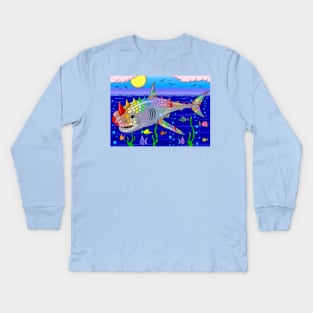 Rainbow Shark Kids Long Sleeve T-Shirt